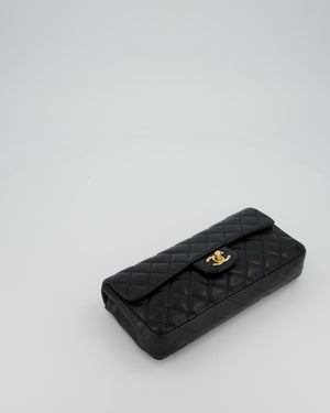 Chanel Vintage Black Lambskin East-West Shoulder Bag with 24K Gold Hardware