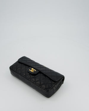Chanel Vintage Black Lambskin East-West Shoulder Bag with 24K Gold Hardware