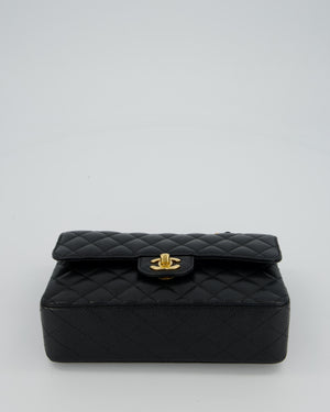 Chanel Black Small Classic Double Flap Bag in Caviar Leather with Gold Hardware