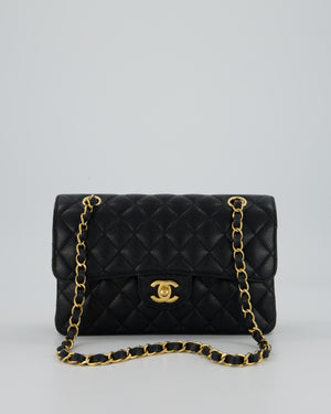 Chanel Black Small Classic Double Flap Bag in Caviar Leather with Gold Hardware