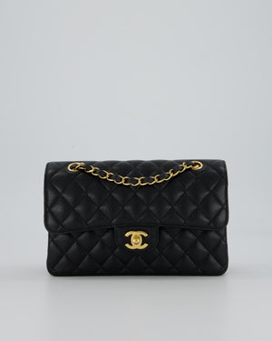 Chanel Black Small Classic Double Flap Bag in Caviar Leather with Gold Hardware