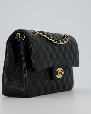Chanel Black Small Classic Double Flap Bag in Caviar Leather with Gold Hardware