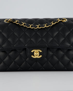 Chanel Black Small Classic Double Flap Bag in Caviar Leather with Gold Hardware