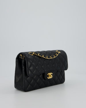 Chanel Black Small Classic Double Flap Bag in Caviar Leather with Gold Hardware