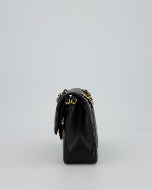 Chanel Black Small Classic Double Flap Bag in Caviar Leather with Gold Hardware