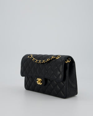 Chanel Black Small Classic Double Flap Bag in Caviar Leather with Gold Hardware