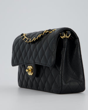 Chanel Black Small Classic Double Flap Bag in Caviar Leather with Gold Hardware