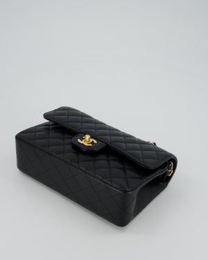 Chanel Black Small Classic Double Flap Bag in Caviar Leather with Gold Hardware