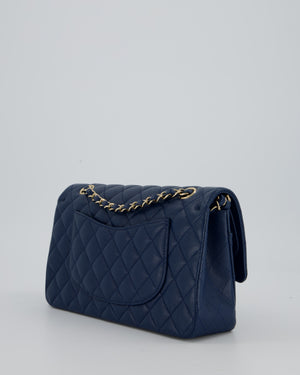 *HOT* Chanel Cobalt Blue Classic Medium Double Flap Bag in Caviar Leather with Champagne Gold Hardware