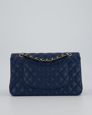 *HOT* Chanel Cobalt Blue Classic Medium Double Flap Bag in Caviar Leather with Champagne Gold Hardware