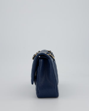 *HOT* Chanel Cobalt Blue Classic Medium Double Flap Bag in Caviar Leather with Champagne Gold Hardware
