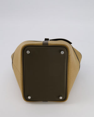 Hermès Picotin 18 Lock Cargo Bag in Dune Toile Goeland and Vert Loden Swift Leather with Palladium Hardware