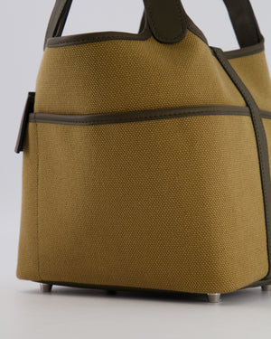 Hermès Picotin 18 Lock Cargo Bag in Dune Toile Goeland and Vert Loden Swift Leather with Palladium Hardware
