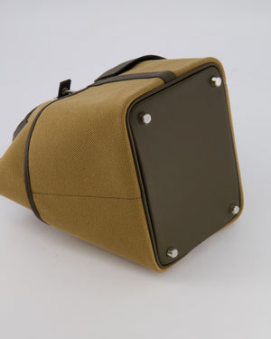 Hermès Picotin 18 Lock Cargo Bag in Dune Toile Goeland and Vert Loden Swift Leather with Palladium Hardware