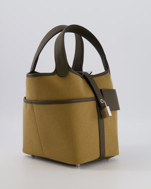 Hermès Picotin 18 Lock Cargo Bag in Dune Toile Goeland and Vert Loden Swift Leather with Palladium Hardware