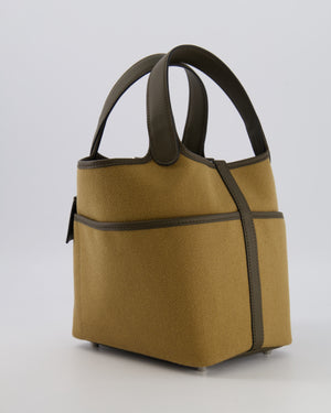 Hermès Picotin 18 Lock Cargo Bag in Dune Toile Goeland and Vert Loden Swift Leather with Palladium Hardware