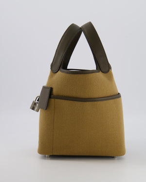 Hermès Picotin 18 Lock Cargo Bag in Dune Toile Goeland and Vert Loden Swift Leather with Palladium Hardware