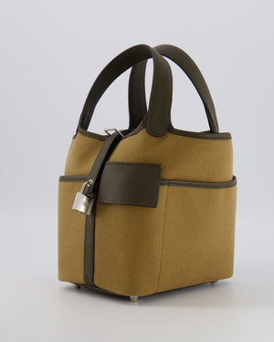 Hermès Picotin 18 Lock Cargo Bag in Dune Toile Goeland and Vert Loden Swift Leather with Palladium Hardware