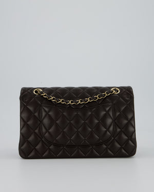 *HOT* Chanel Dark Chocolate Classic Medium Double Flap Bag in Lambskin Leather with Champagne Gold Hardware