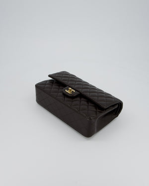 *HOT* Chanel Dark Chocolate Classic Medium Double Flap Bag in Lambskin Leather with Champagne Gold Hardware