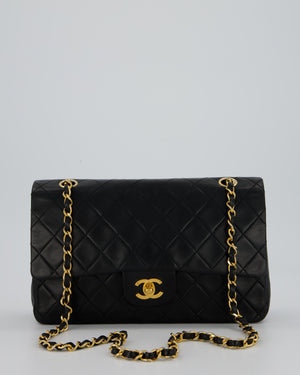 Chanel Vintage Black Medium Classic Double Flap Bag in Lambskin Leather with 24K Gold Hardware