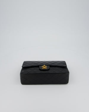 Chanel Vintage Black Medium Classic Double Flap Bag in Lambskin Leather with 24K Gold Hardware