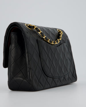 Chanel Vintage Black Medium Classic Double Flap Bag in Lambskin Leather with 24K Gold Hardware