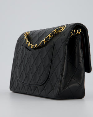 Chanel Vintage Black Medium Classic Double Flap Bag in Lambskin Leather with 24K Gold Hardware