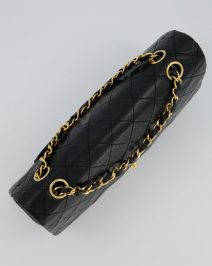 Chanel Vintage Black Medium Classic Double Flap Bag in Lambskin Leather with 24K Gold Hardware