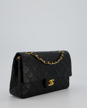 Chanel Vintage Black Medium Classic Double Flap Bag in Lambskin Leather with 24K Gold Hardware
