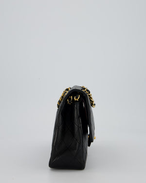 Chanel Vintage Black Medium Classic Double Flap Bag in Lambskin Leather with 24K Gold Hardware