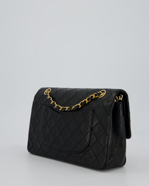 Chanel Vintage Black Medium Classic Double Flap Bag in Lambskin Leather with 24K Gold Hardware