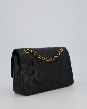 Chanel Vintage Black Medium Classic Double Flap Bag in Lambskin Leather with 24K Gold Hardware