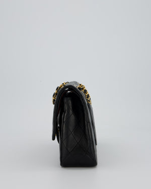 Chanel Vintage Black Medium Classic Double Flap Bag in Lambskin Leather with 24K Gold Hardware