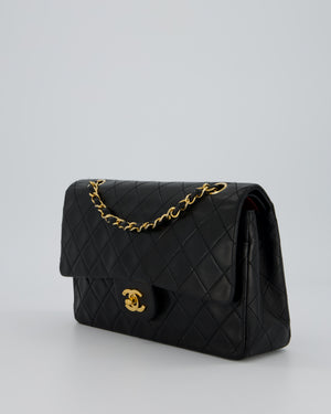 Chanel Vintage Black Medium Classic Double Flap Bag in Lambskin Leather with 24K Gold Hardware