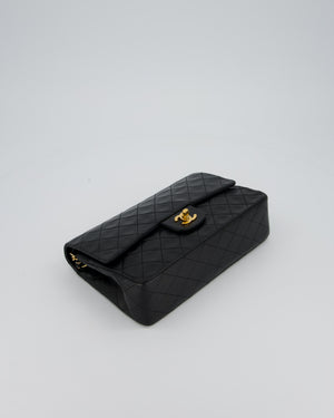 Chanel Vintage Black Medium Classic Double Flap Bag in Lambskin Leather with 24K Gold Hardware