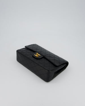 Chanel Vintage Black Medium Classic Double Flap Bag in Lambskin Leather with 24K Gold Hardware
