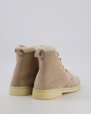 Loro Piana Beige Suede and Fur Open Walk Ankle Lace-Up Boots Size EU 37 RRP 2100£