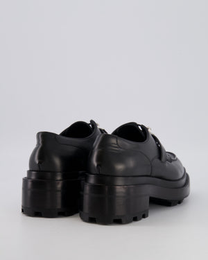 Hermès First Oxford Lace-Up Shoes in Noir Glazed Calfskin with Palladium Kelly Buckle Size EU 37.5 RRP £1,610
