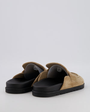 Hermès Go Mules in Beige Suede with Black Rubber Soles Size EU 37.5 RRP £885