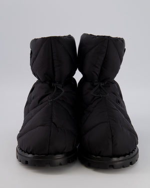 Prada Re-Nylon Puffer Boots in Black with Drawstring and Logo Patch Detail Size EU 37.5 RRP £850
