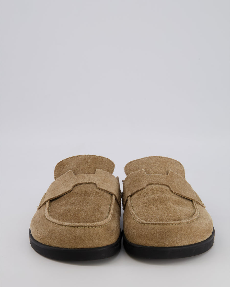 Hermès Go Mules in Beige Suede with Black Rubber Soles Size EU 37.5 RRP £885