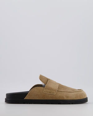Hermès Go Mules in Beige Suede with Black Rubber Soles Size EU 37.5 RRP £885