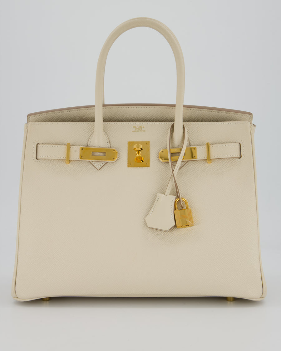 Hermès Birkin 30 Retourne Bag in Craie Epsom Leather with Gold Hardware