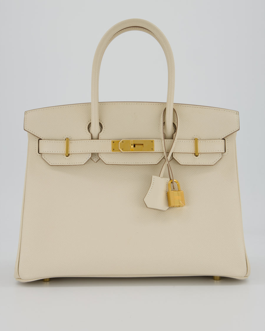 Hermès Birkin 30 Retourne Bag in Craie Epsom Leather with Gold Hardware