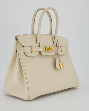 Hermès Birkin 30 Retourne Bag in Craie Epsom Leather with Gold Hardware