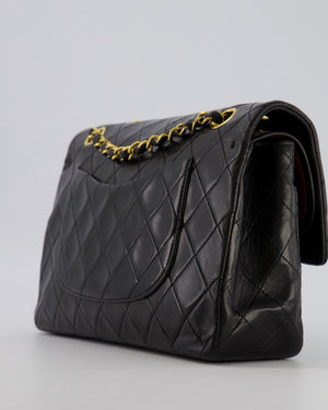 Chanel Vintage Black Medium Classic Double Flap Bag in Lambskin Leather with 24K Gold Hardware