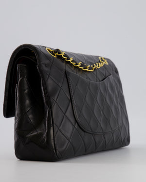 Chanel Vintage Black Medium Classic Double Flap Bag in Lambskin Leather with 24K Gold Hardware