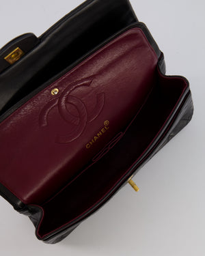 Chanel Vintage Black Medium Classic Double Flap Bag in Lambskin Leather with 24K Gold Hardware