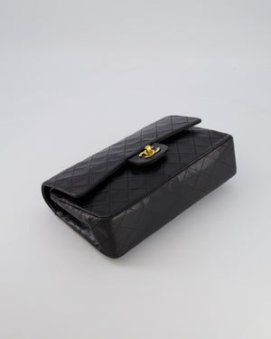 Chanel Vintage Black Medium Classic Double Flap Bag in Lambskin Leather with 24K Gold Hardware